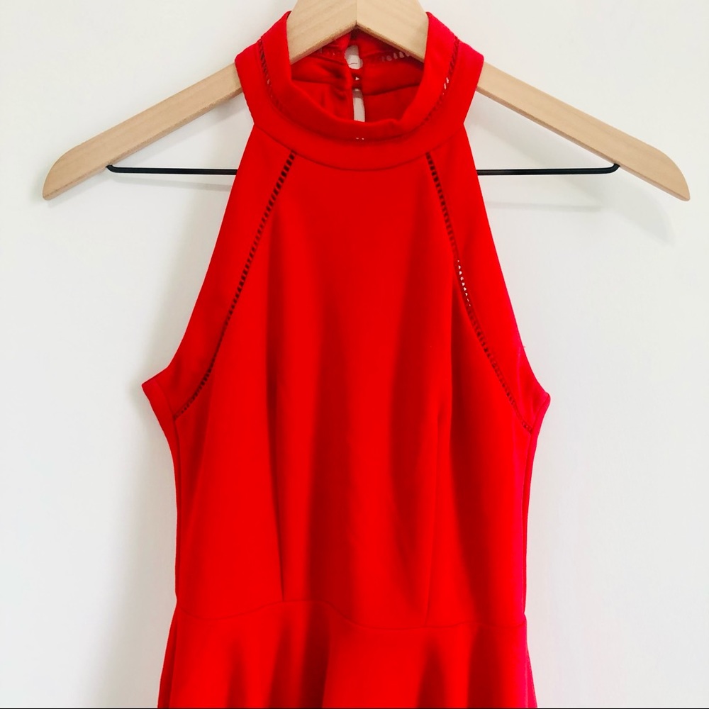 NWOT | B. Darlin | Crochet Detail Halter Neck Mini Dress - Picture 4 of 8